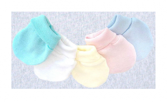 Preemie mittens in pink yellow white green and blue
